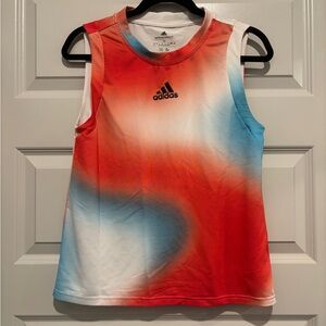 Adidas Melbourne Tennis Printed Match Tank Top Shirt Red White Blue Tie Dye Game